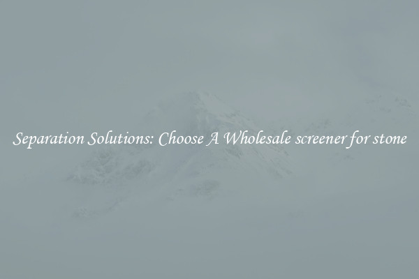 Separation Solutions: Choose A Wholesale screener for stone